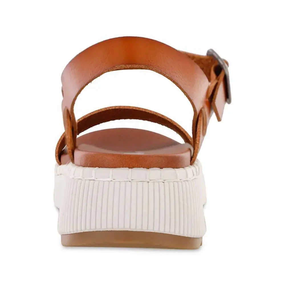 MIA Cognac Platform Sandals with White Sole